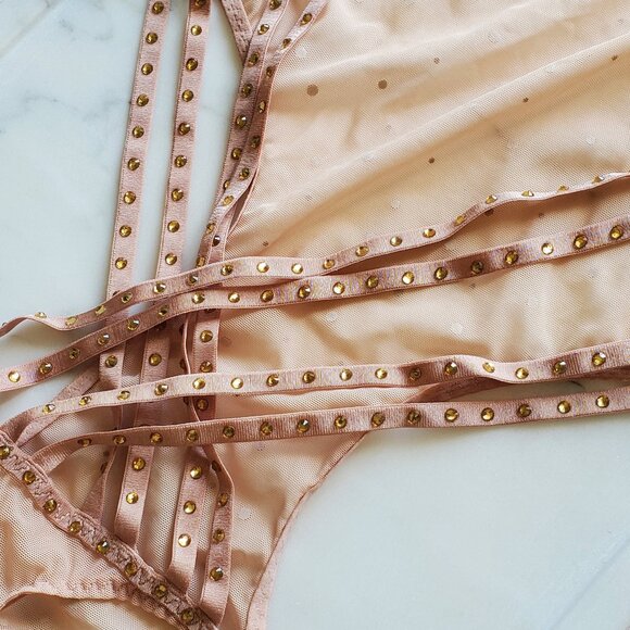Nude Sparkle Sequin Strappy LaSenza Bodysuit - Picture 5 of 5